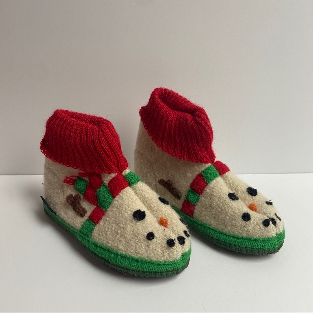 Garnet Hill 100% Boiled Wool Snowman Slipper sz 9